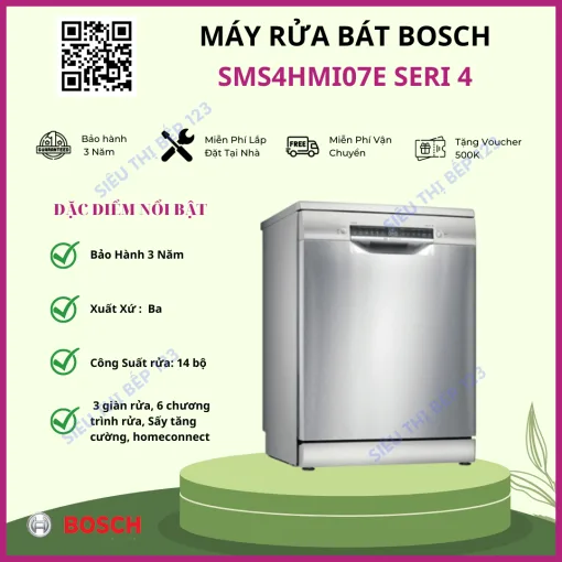 MÁY RỬA BÁT BOSCH SMS4HMI07E SERIE 4